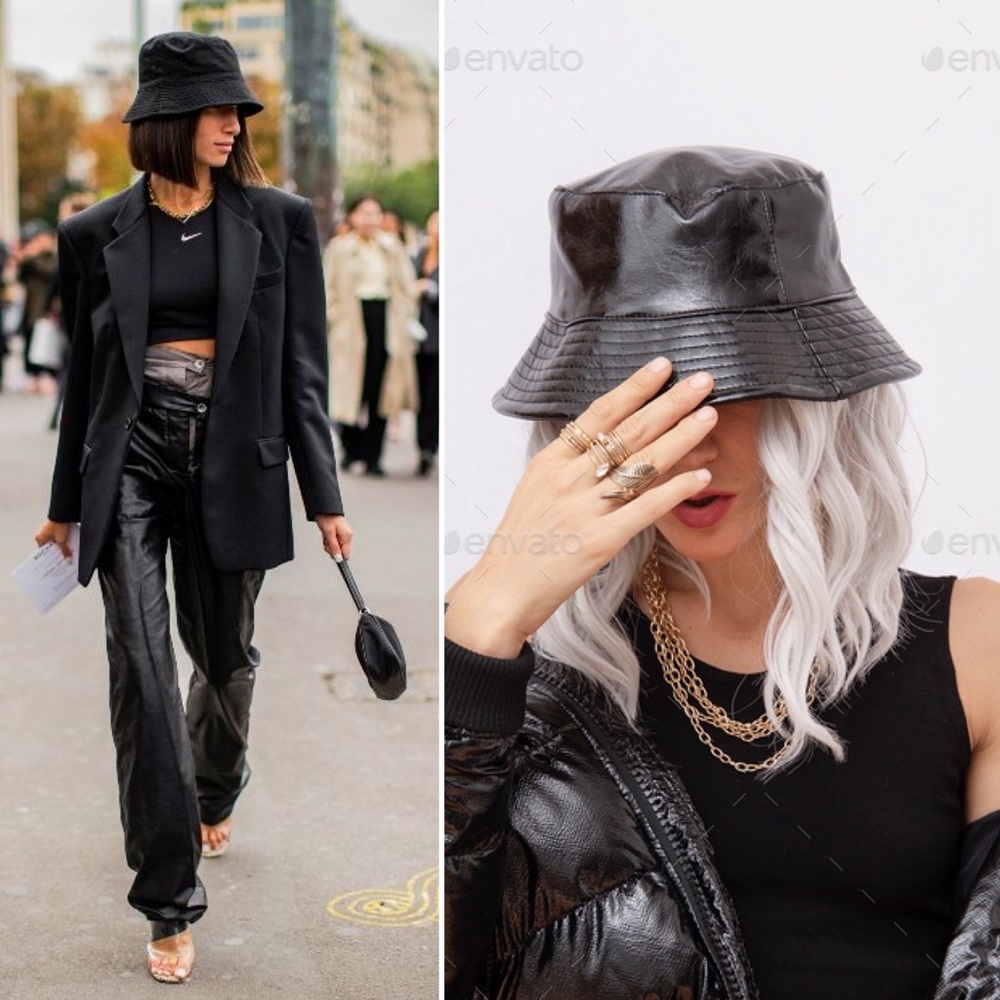 ✅FREE✅ 🇯🇵 NWT Japanese pleather bucket hat OS